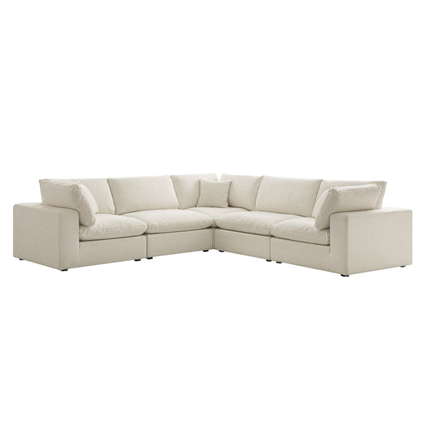 Lutyens Beige Linen Blend Sectional Sofa, 5-Piece Corner Set