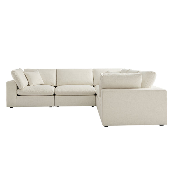 Lutyens Beige Linen Blend Sectional Sofa, 5-Piece Corner Set