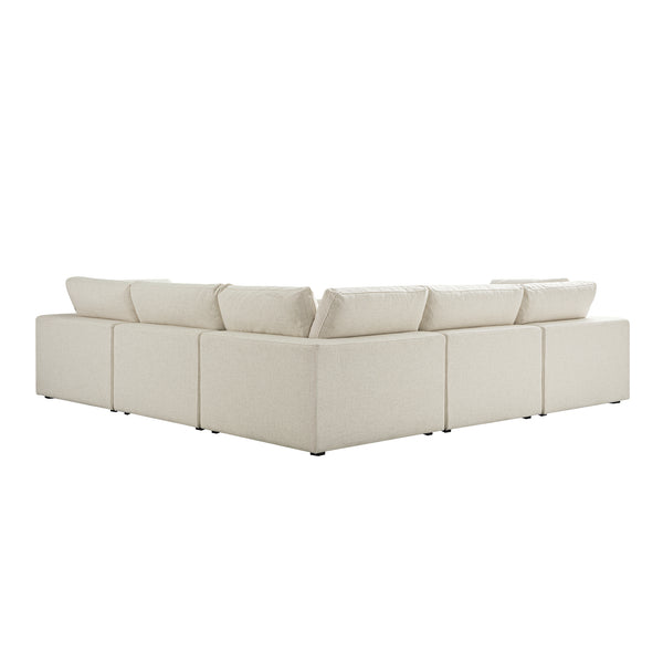 Lutyens Beige Linen Blend Sectional Sofa, 5-Piece Corner Set