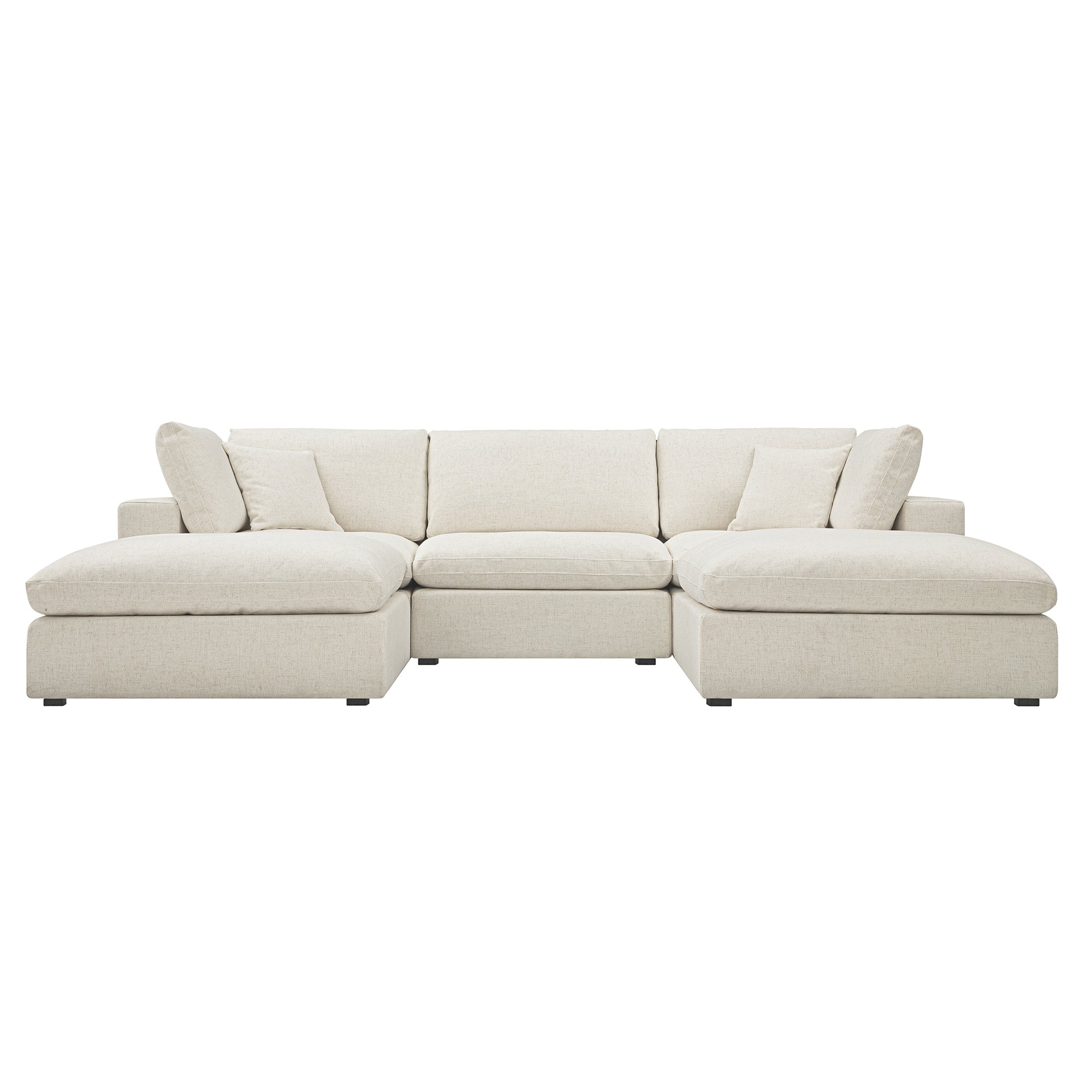 Lutyens Beige Linen Blend Sectional Sofa, 5-Piece U-Shape Set