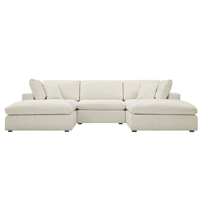 Lutyens Beige Linen Blend Sectional Sofa, 5-Piece U-Shape Set
