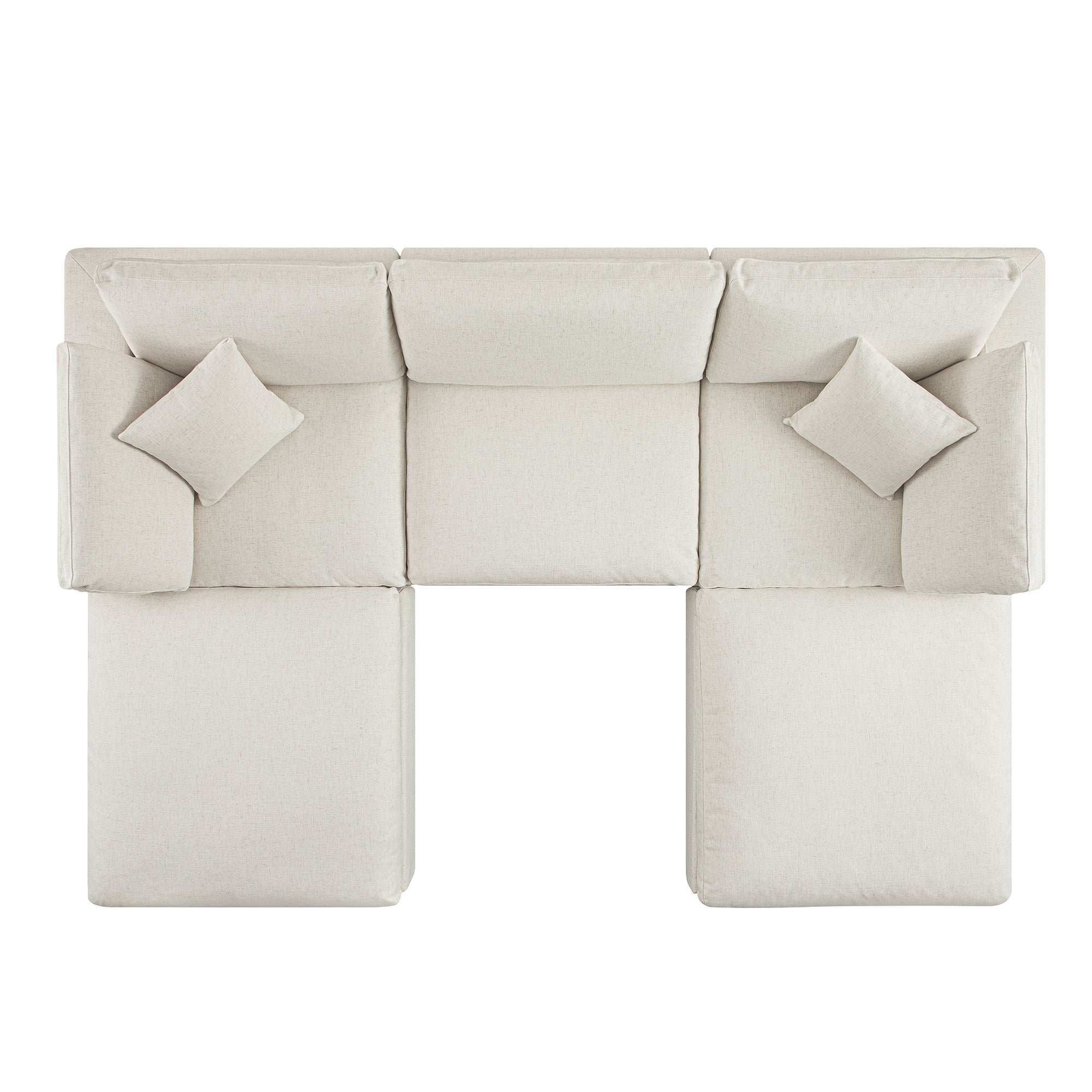 Lutyens Beige Linen Blend Sectional Sofa, 5-Piece U-Shape Set