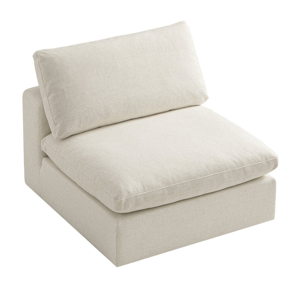 Lutyens Beige Linen Blend Sectional Sofa, Armless Seat