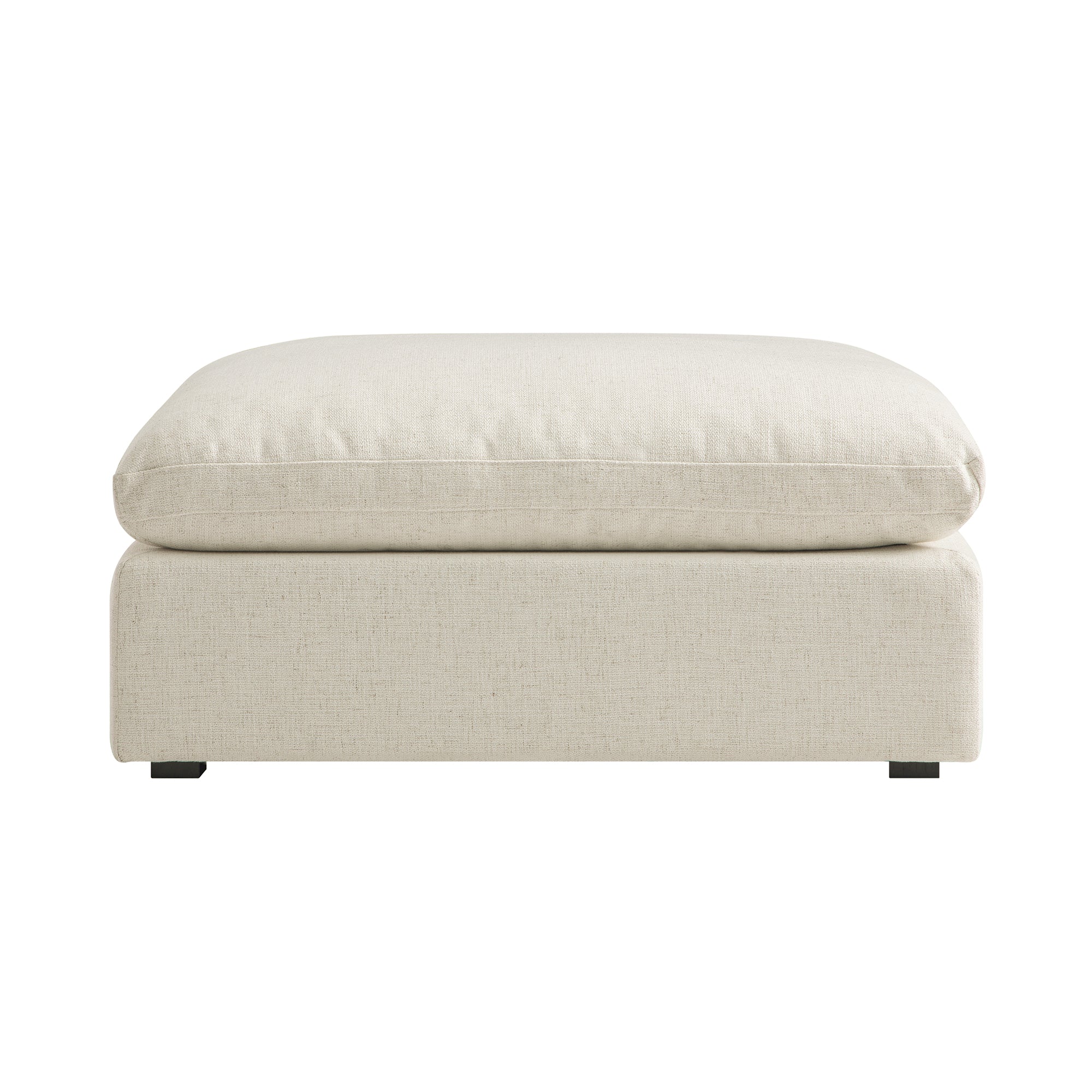 Lutyens Beige Linen Blend Sectional Sofa, Stool