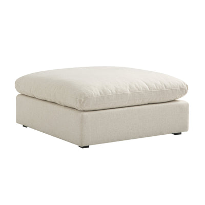 Lutyens Beige Linen Blend Sectional Sofa, Stool