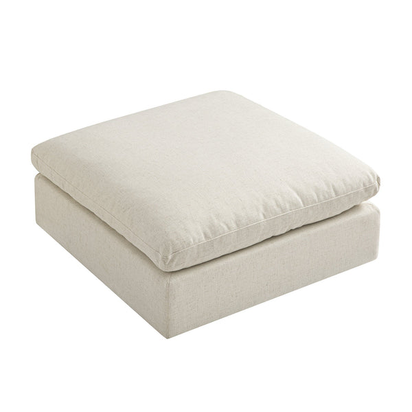 Lutyens Beige Linen Blend Sectional Sofa, Stool