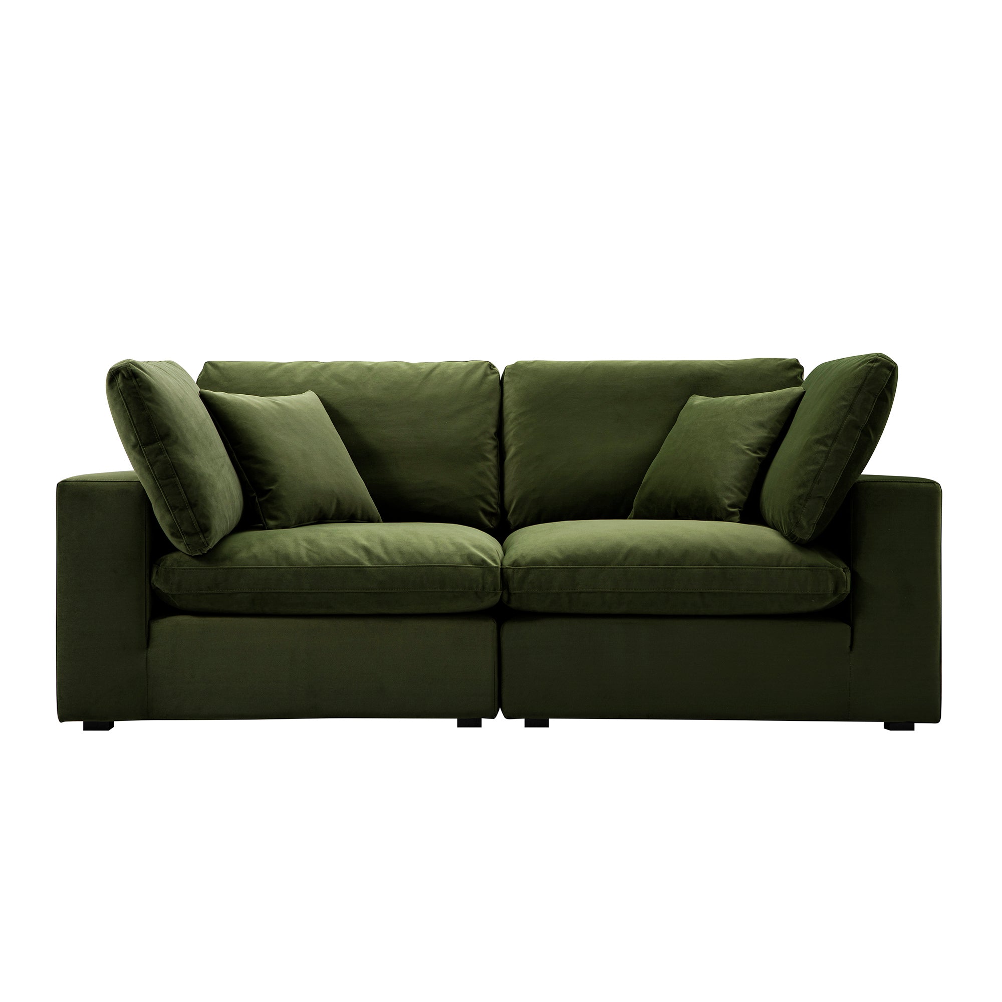 Lutyens Moss Green Velvet Sectional Sofa, 2-Piece