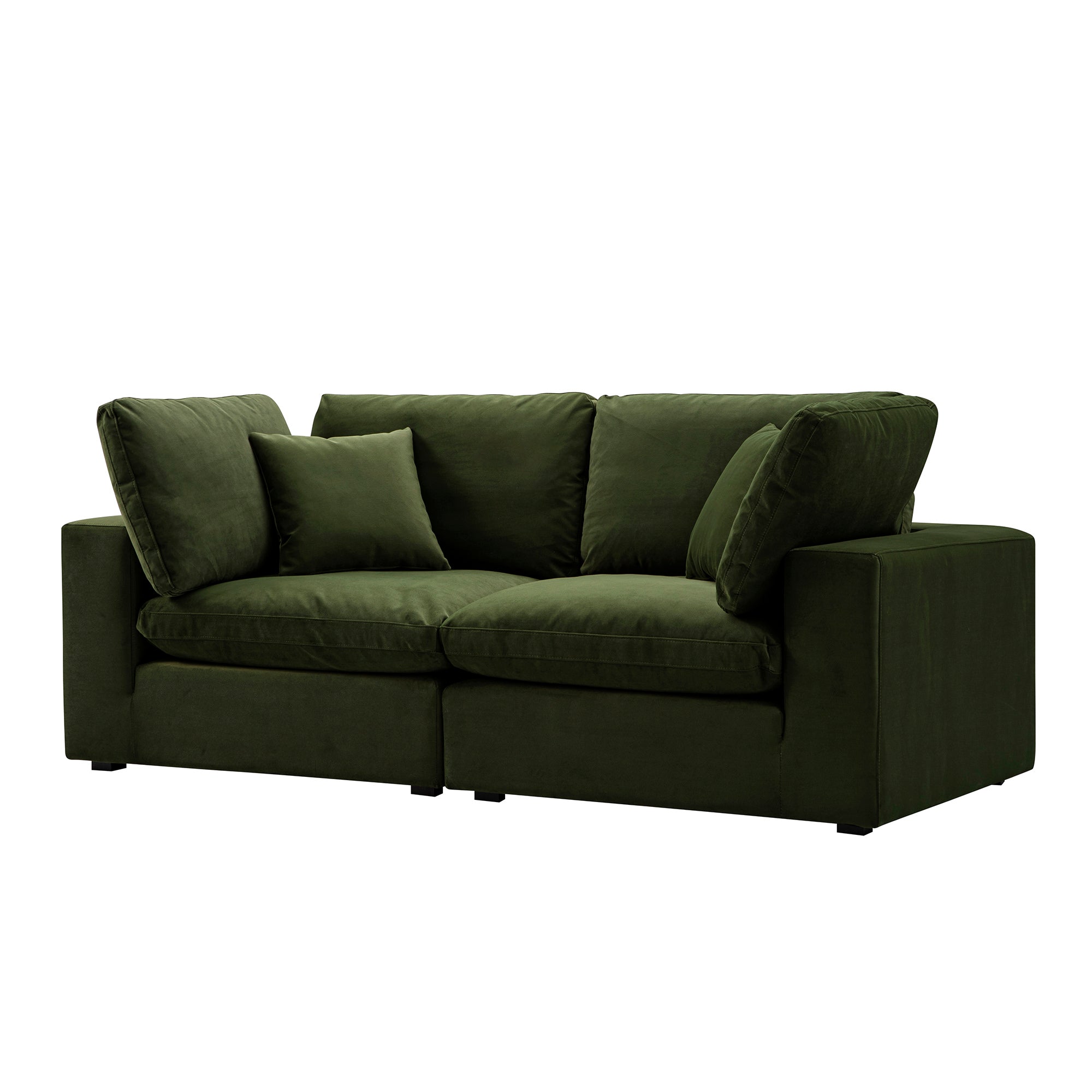 Lutyens Moss Green Velvet Sectional Sofa, 2-Piece