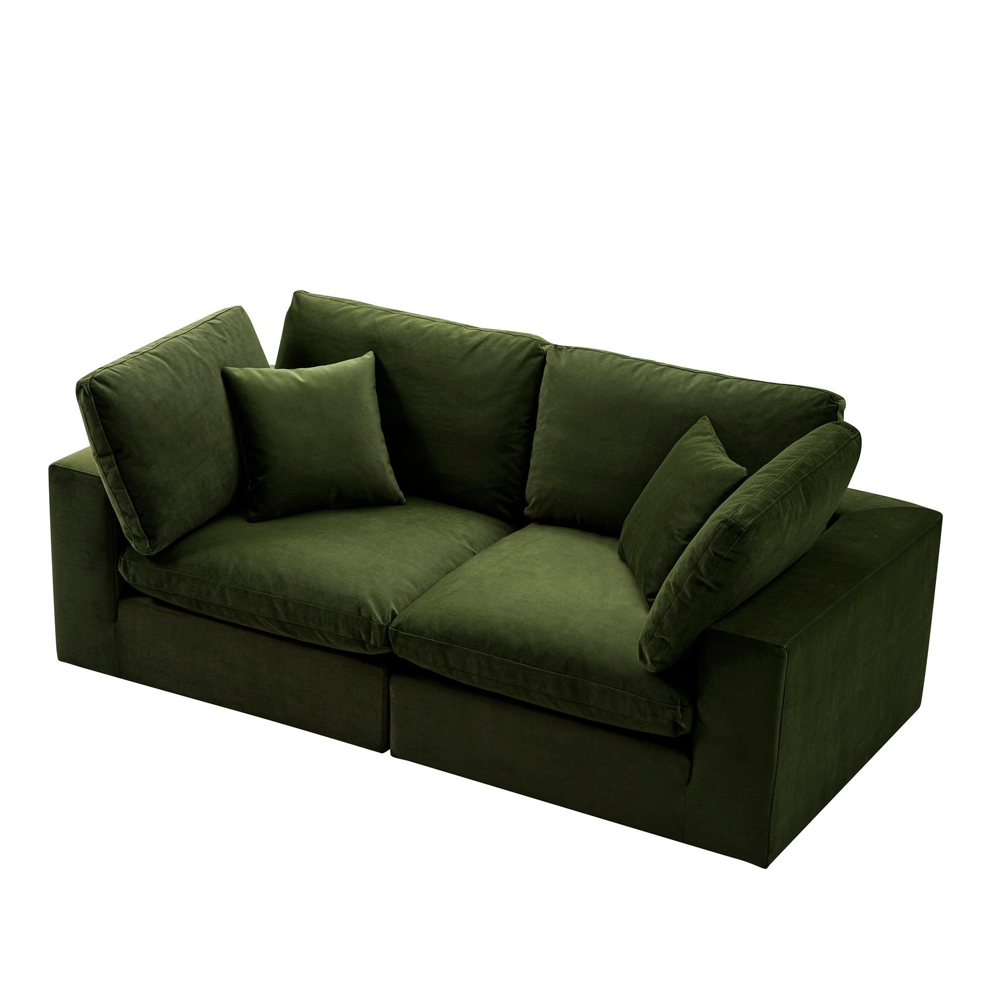 Lutyens Moss Green Velvet Sectional Sofa, 2-Piece