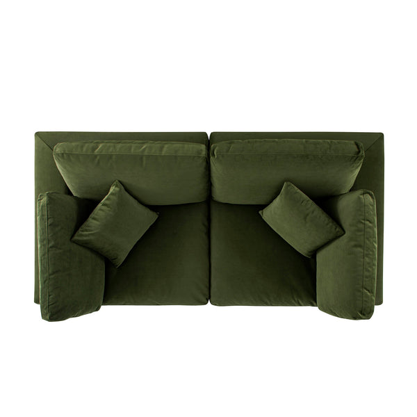 Lutyens Moss Green Velvet Sectional Sofa, 2-Piece
