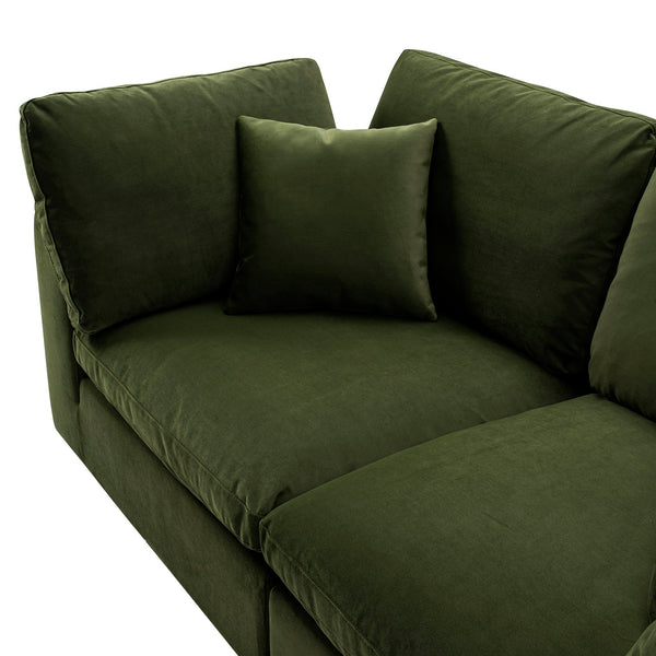 Lutyens Moss Green Velvet Sectional Sofa, 2-Piece