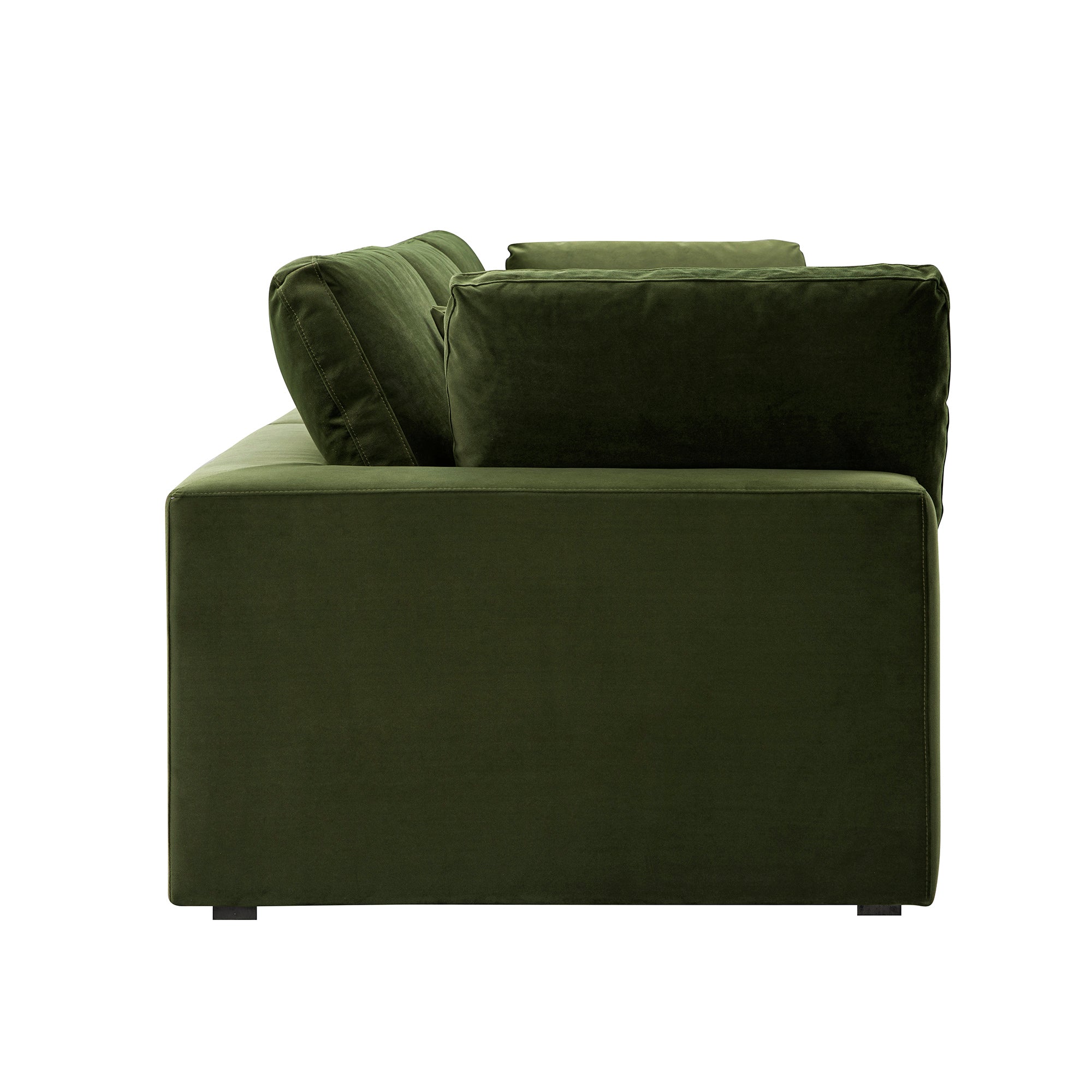 Lutyens Moss Green Velvet Sectional Sofa, 3-Piece