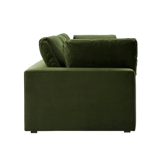 Lutyens Moss Green Velvet Sectional Sofa, 3-Piece