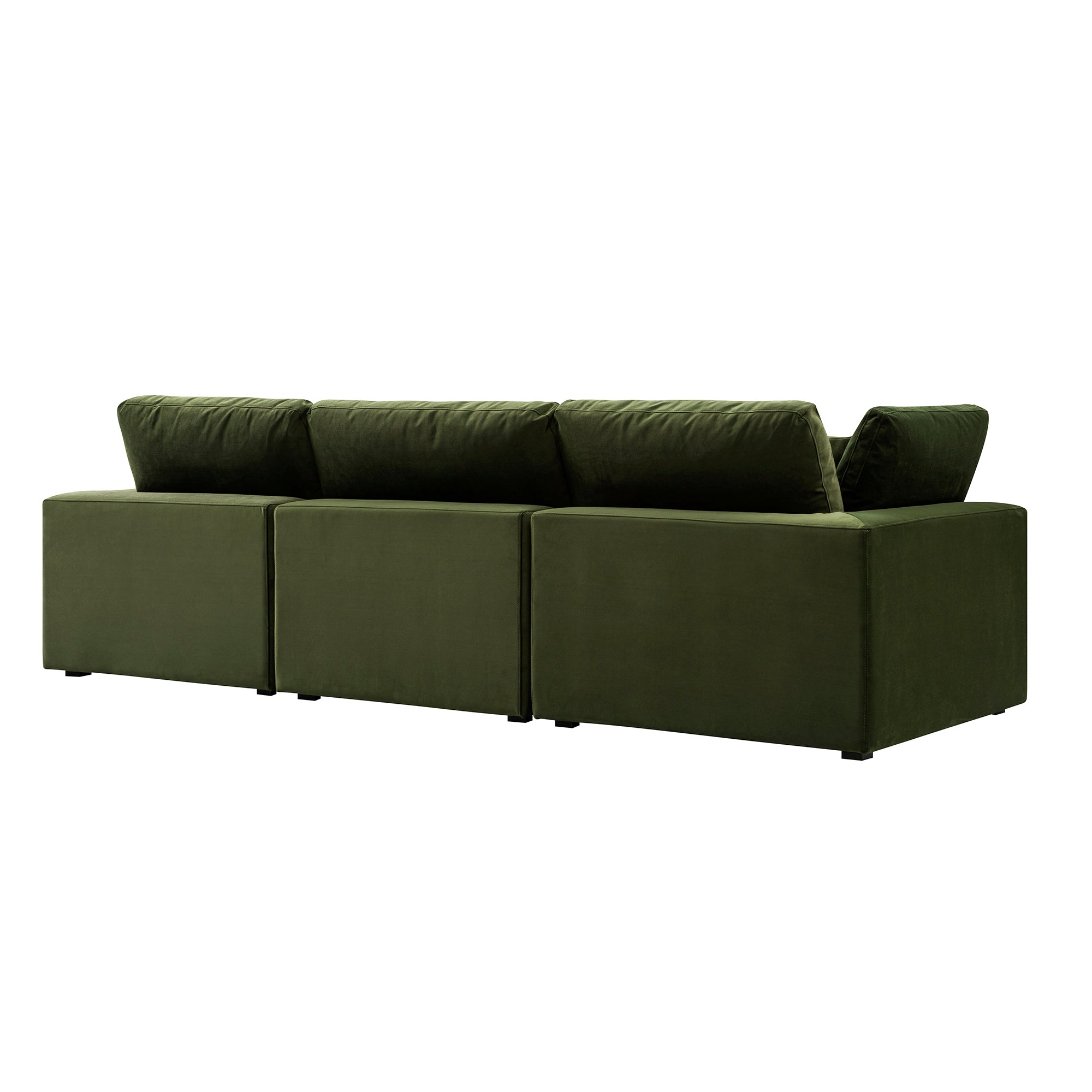 Lutyens Moss Green Velvet Sectional Sofa, 3-Piece