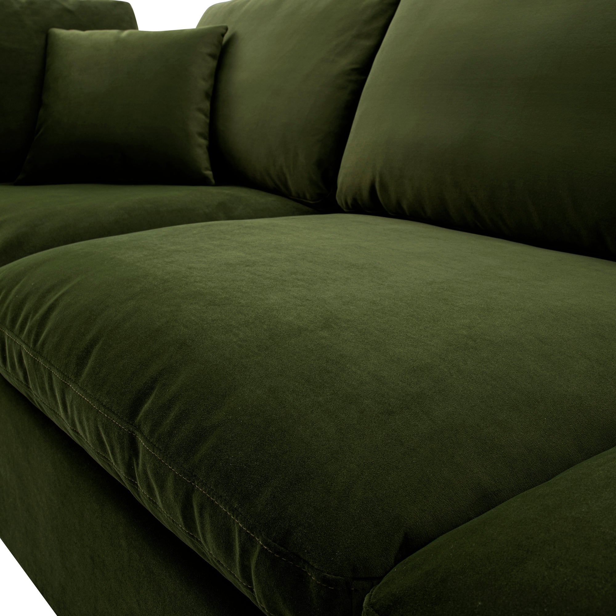 Lutyens Moss Green Velvet Sectional Sofa, 3-Piece