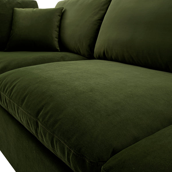 Lutyens Moss Green Velvet Sectional Sofa, 3-Piece