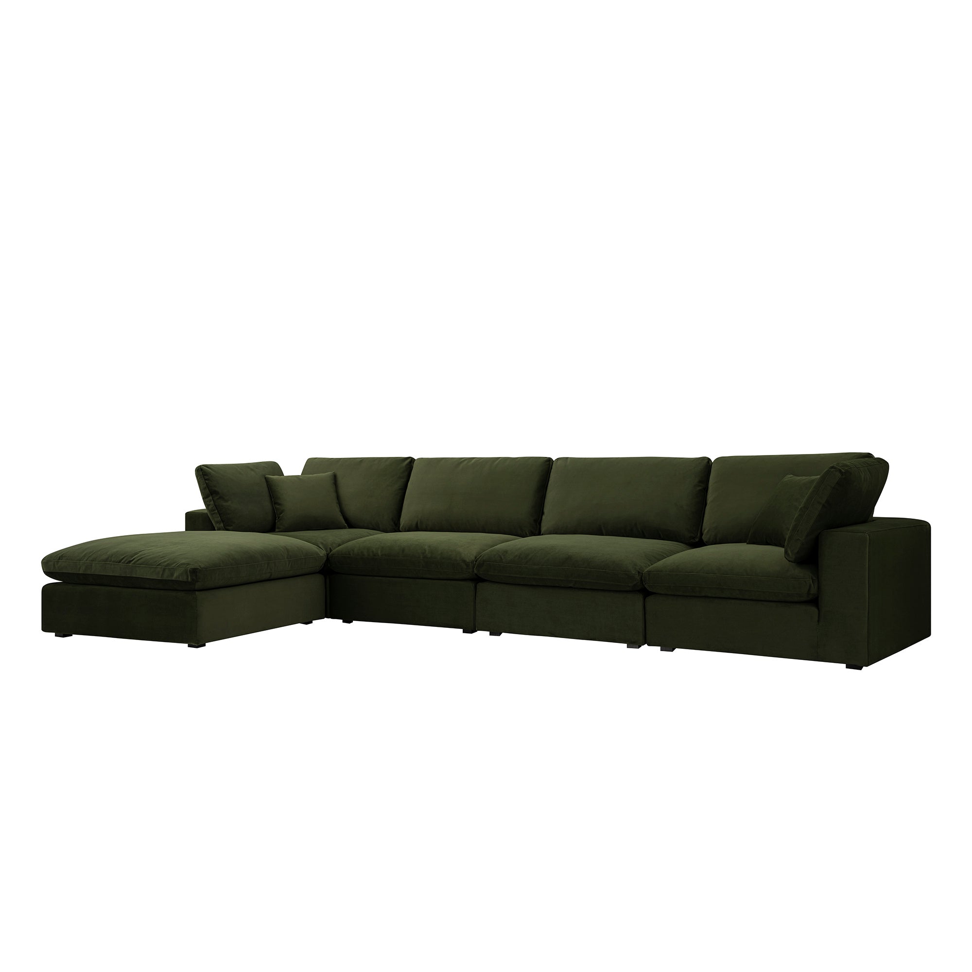 Lutyens Moss Green Velvet Sectional Sofa, 4-Piece Chaise