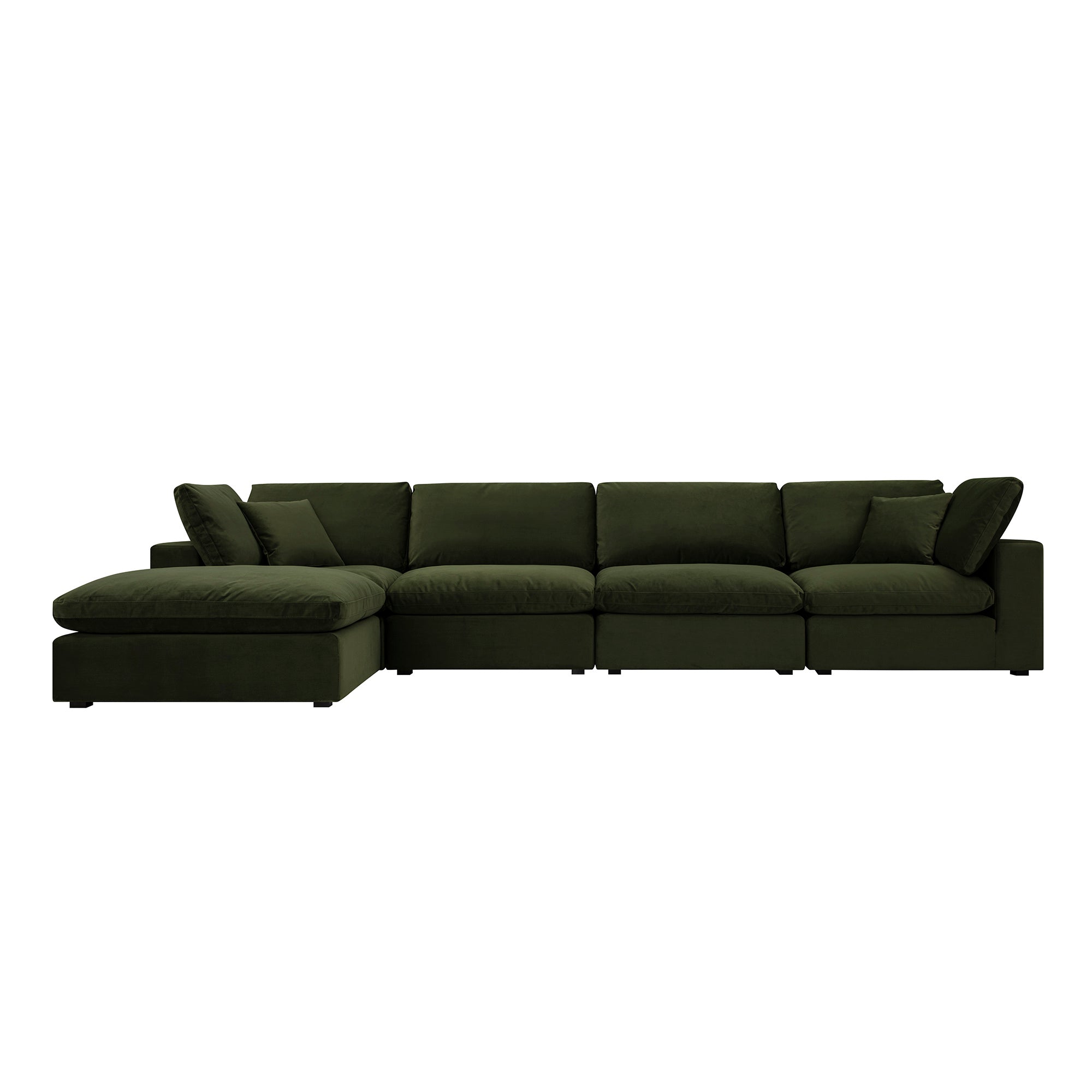 Lutyens Moss Green Velvet Sectional Sofa, 4-Piece Chaise