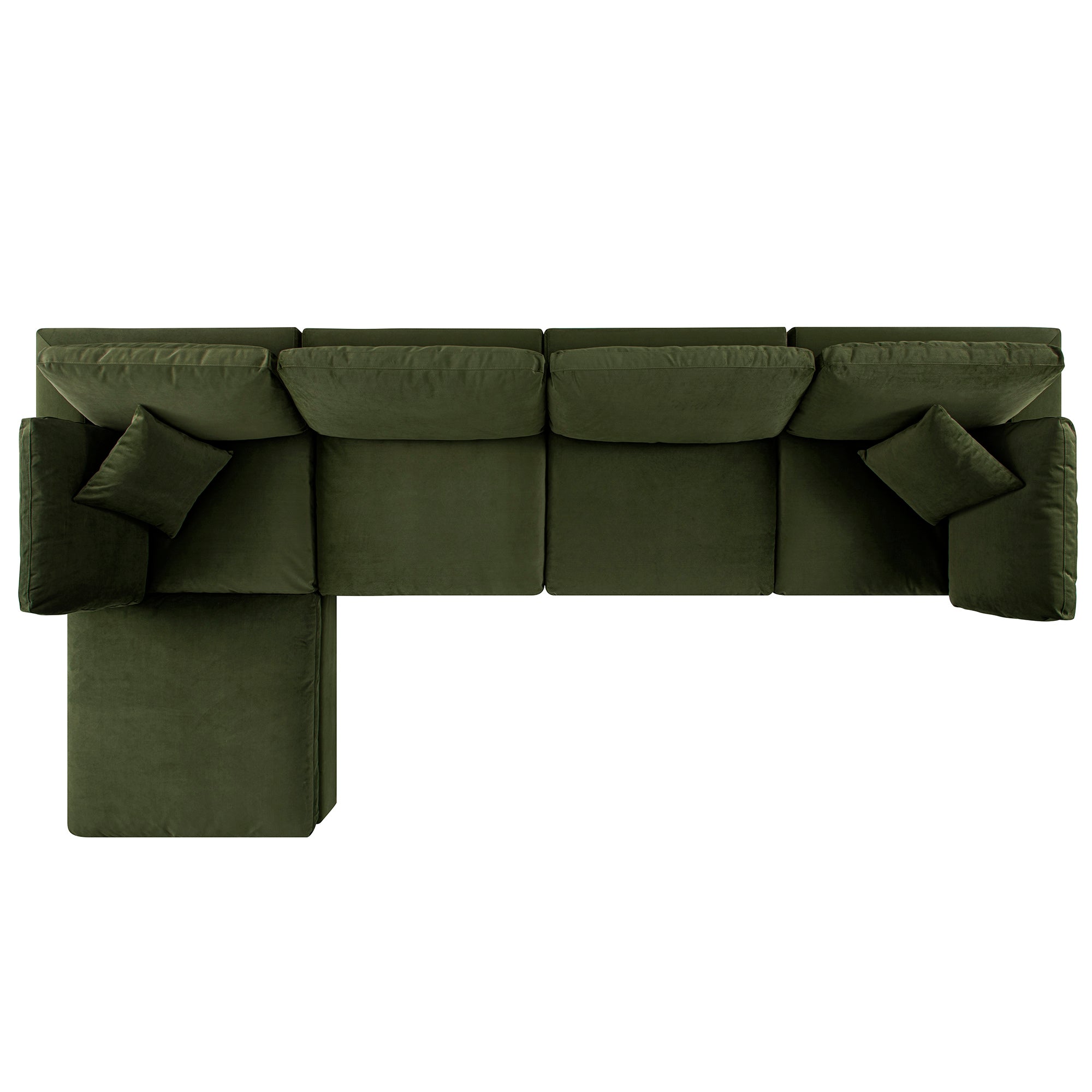 Lutyens Moss Green Velvet Sectional Sofa, 4-Piece Chaise