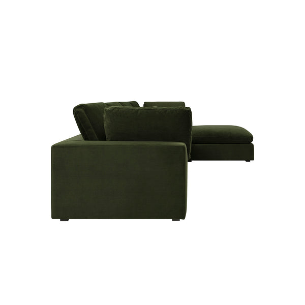 Lutyens Moss Green Velvet Sectional Sofa, 4-Piece Chaise