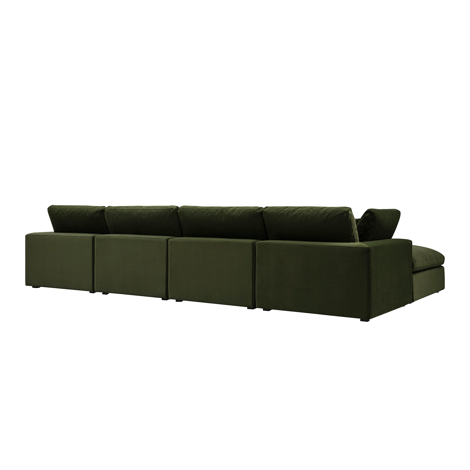 Lutyens Moss Green Velvet Sectional Sofa, 4-Piece Chaise