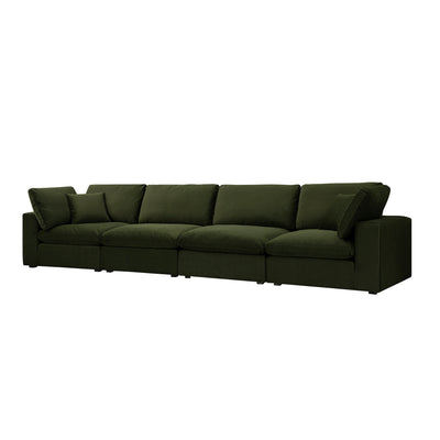 Lutyens Moss Green Velvet Sectional Sofa, 4-Piece