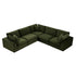 Lutyens Moss Green Velvet Sectional Sofa, 5-Piece Corner Set