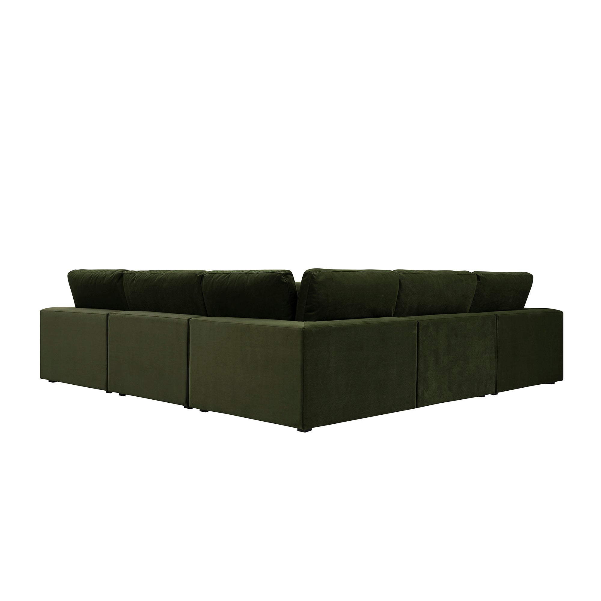 Lutyens Moss Green Velvet Sectional Sofa, 5-Piece Corner Set