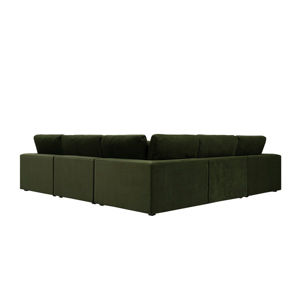 Lutyens Moss Green Velvet Sectional Sofa, 5-Piece Corner Set