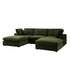 Lutyens Moss Green Velvet Sectional Sofa, 5-Piece U-Shape Set