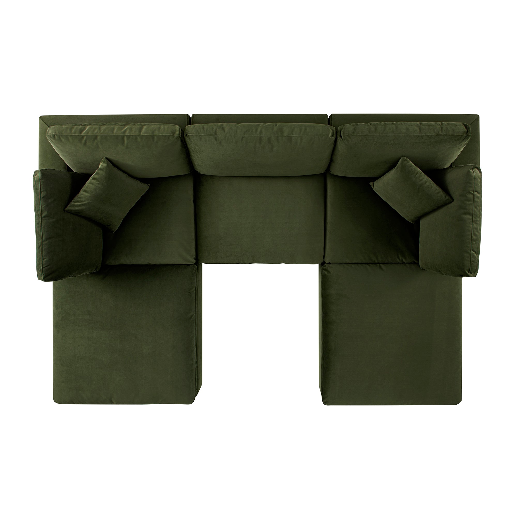 Lutyens Moss Green Velvet Sectional Sofa, 5-Piece U-Shape Set