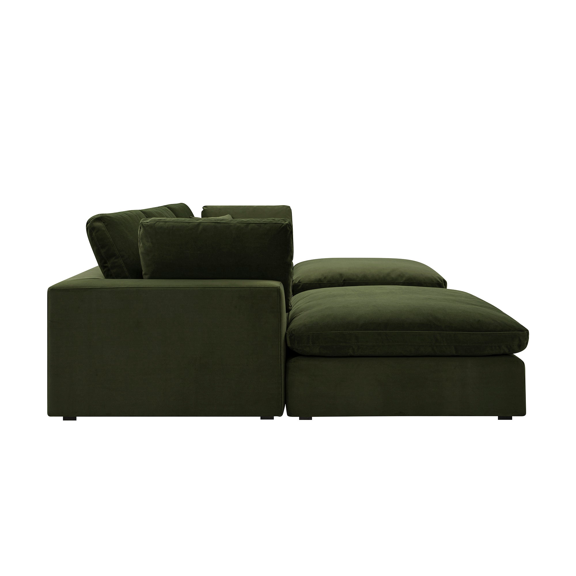Lutyens Moss Green Velvet Sectional Sofa, 5-Piece U-Shape Set