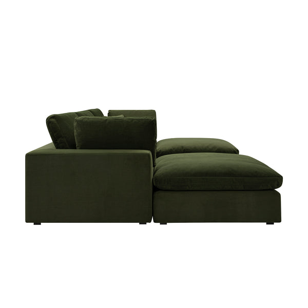 Lutyens Moss Green Velvet Sectional Sofa, 5-Piece U-Shape Set