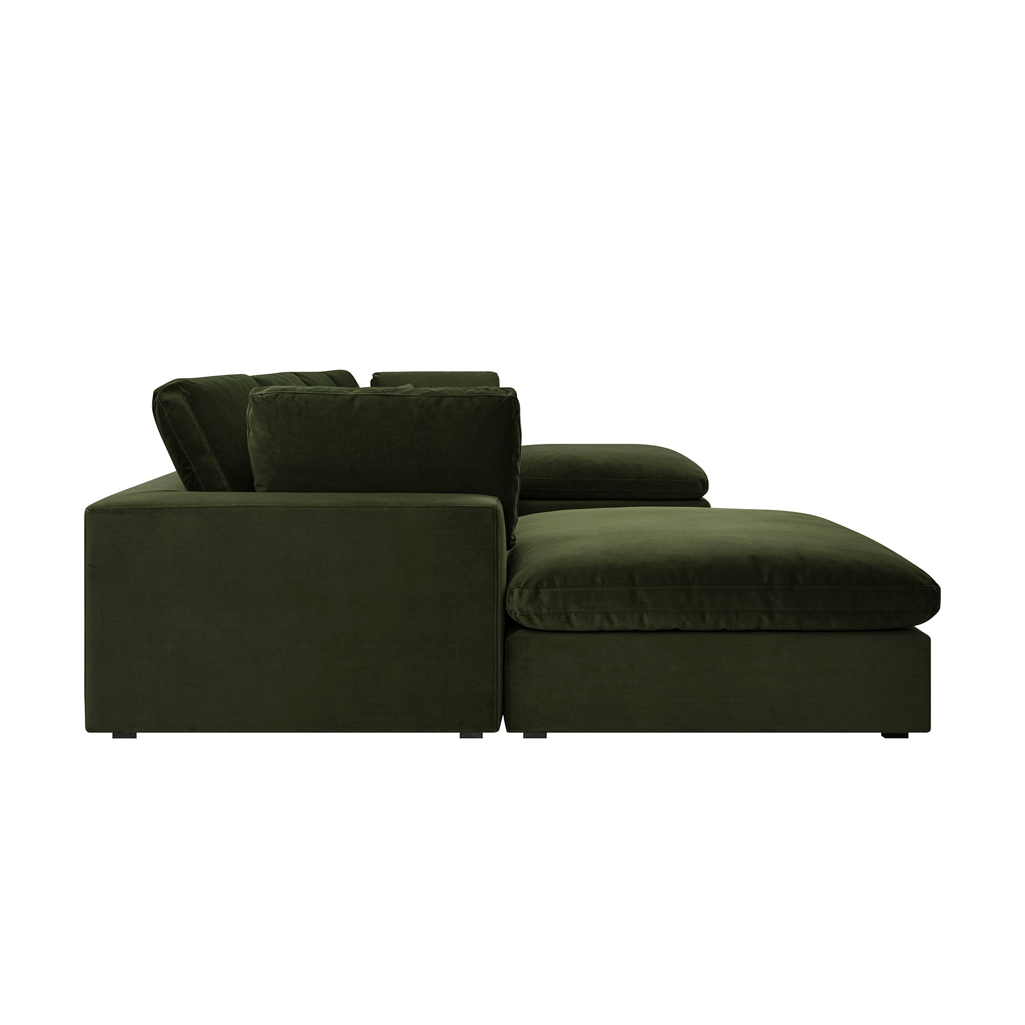 Lutyens Moss Green Velvet Sectional Sofa, 6-Piece U-Shape Set