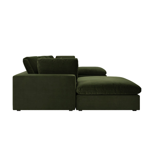 Lutyens Moss Green Velvet Sectional Sofa, 6-Piece U-Shape Set