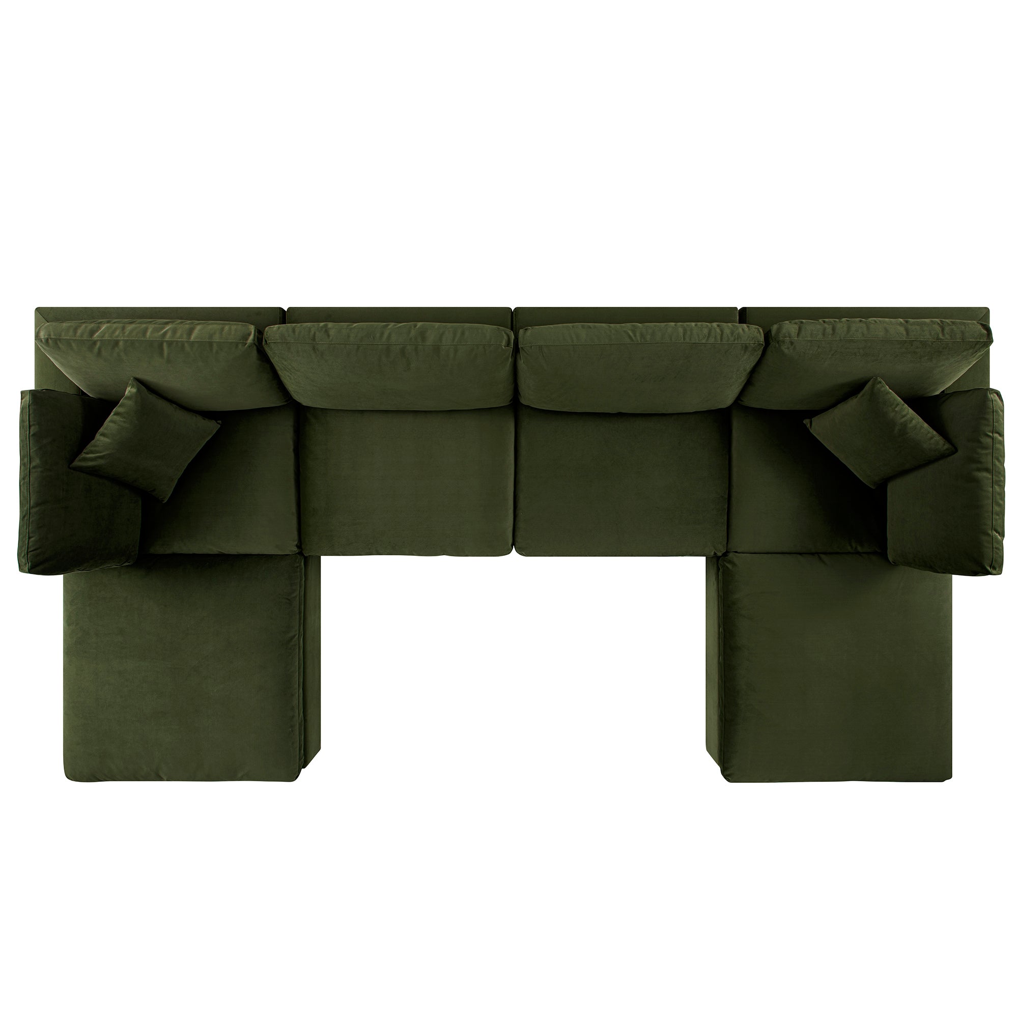 Lutyens Moss Green Velvet Sectional Sofa, 6-Piece U-Shape Set
