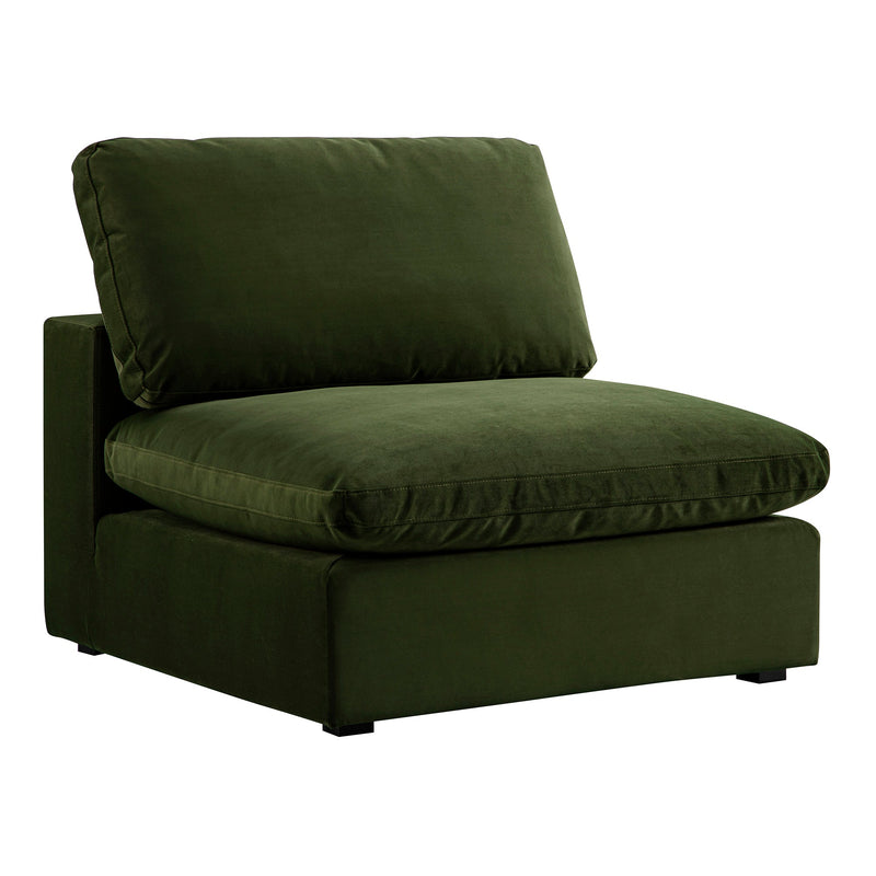 Lutyens Moss Green Velvet Sectional Sofa, Armless Seat