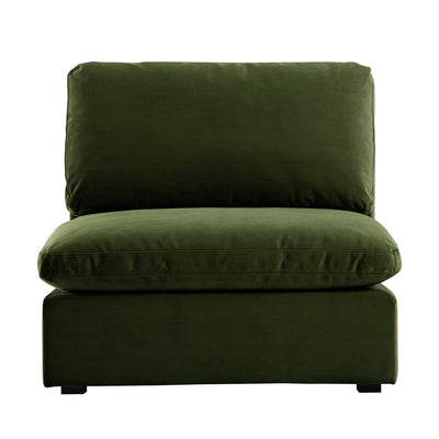 Lutyens Moss Green Velvet Sectional Sofa, Armless Seat