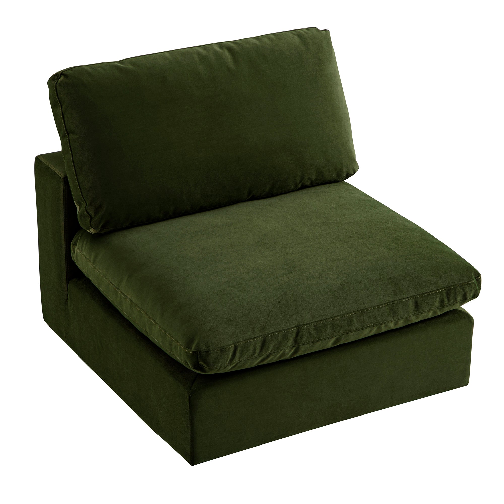 Lutyens Moss Green Velvet Sectional Sofa, Armless Seat