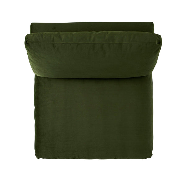 Lutyens Moss Green Velvet Sectional Sofa, Armless Seat