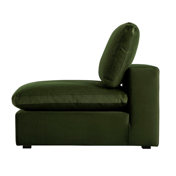 Lutyens Moss Green Velvet Sectional Sofa, Armless Seat