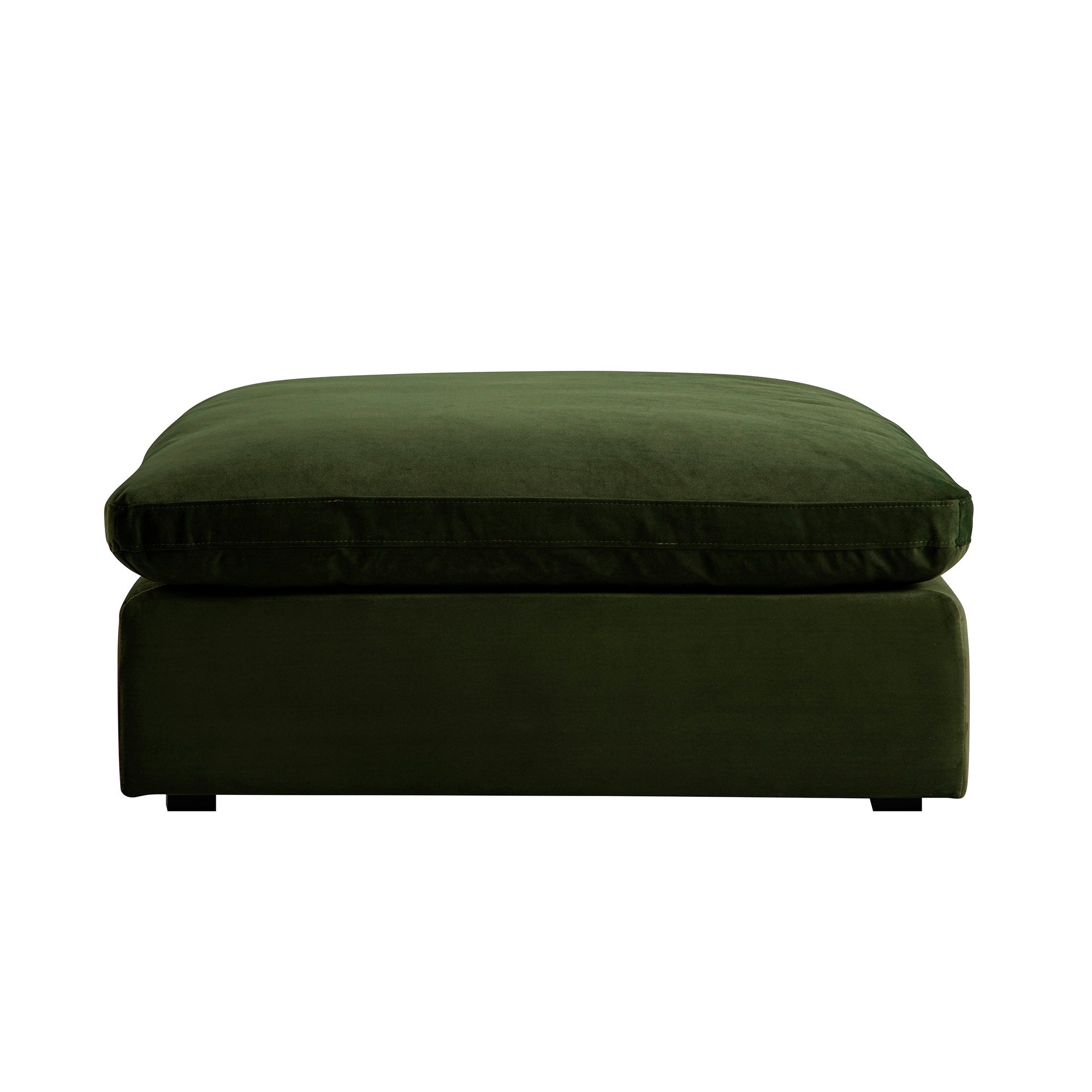 Lutyens Moss Green Velvet Sectional Sofa, Stool