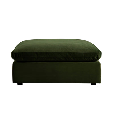 Lutyens Moss Green Velvet Sectional Sofa, Stool