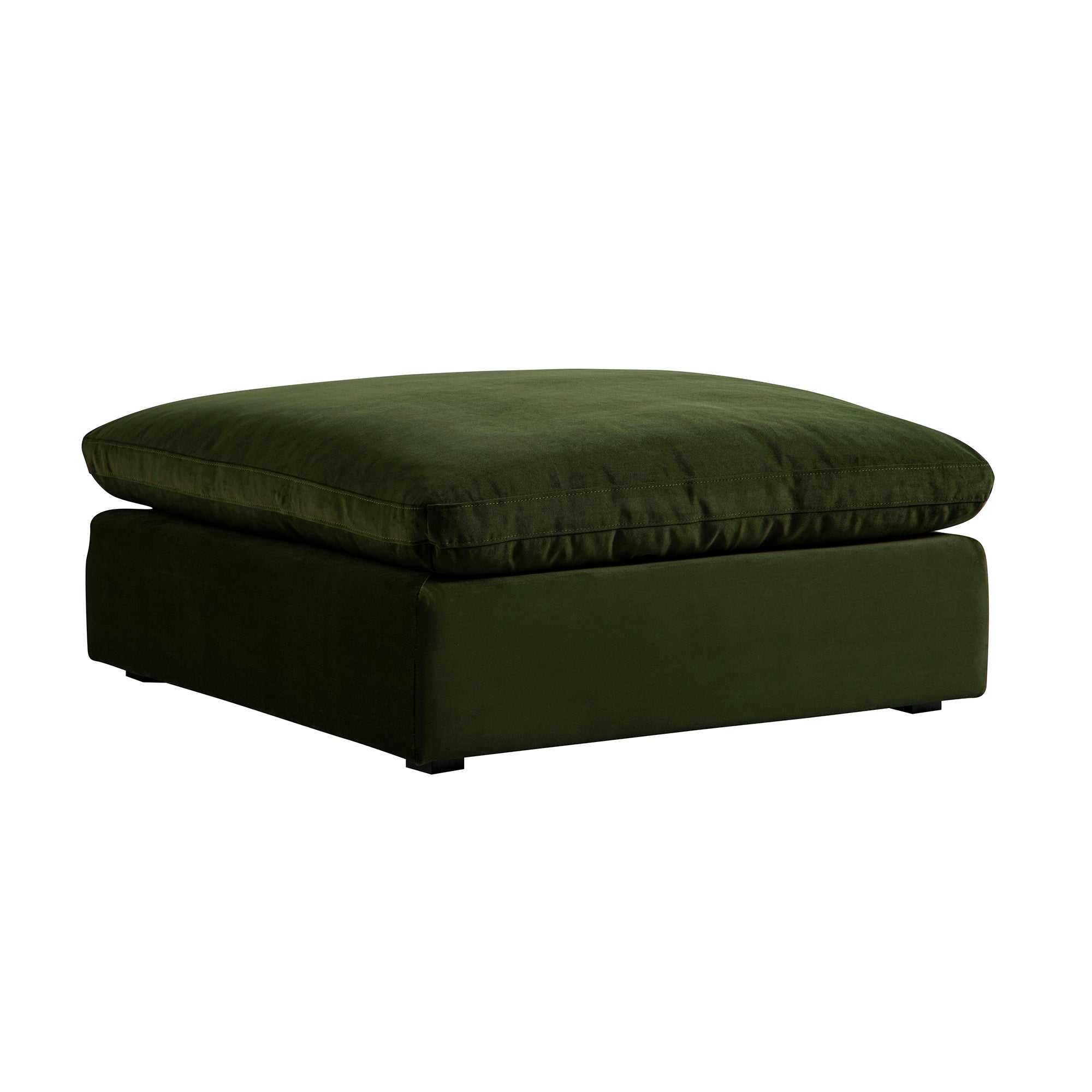 Lutyens Moss Green Velvet Sectional Sofa, Stool