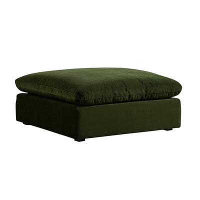 Lutyens Moss Green Velvet Sectional Sofa, Stool