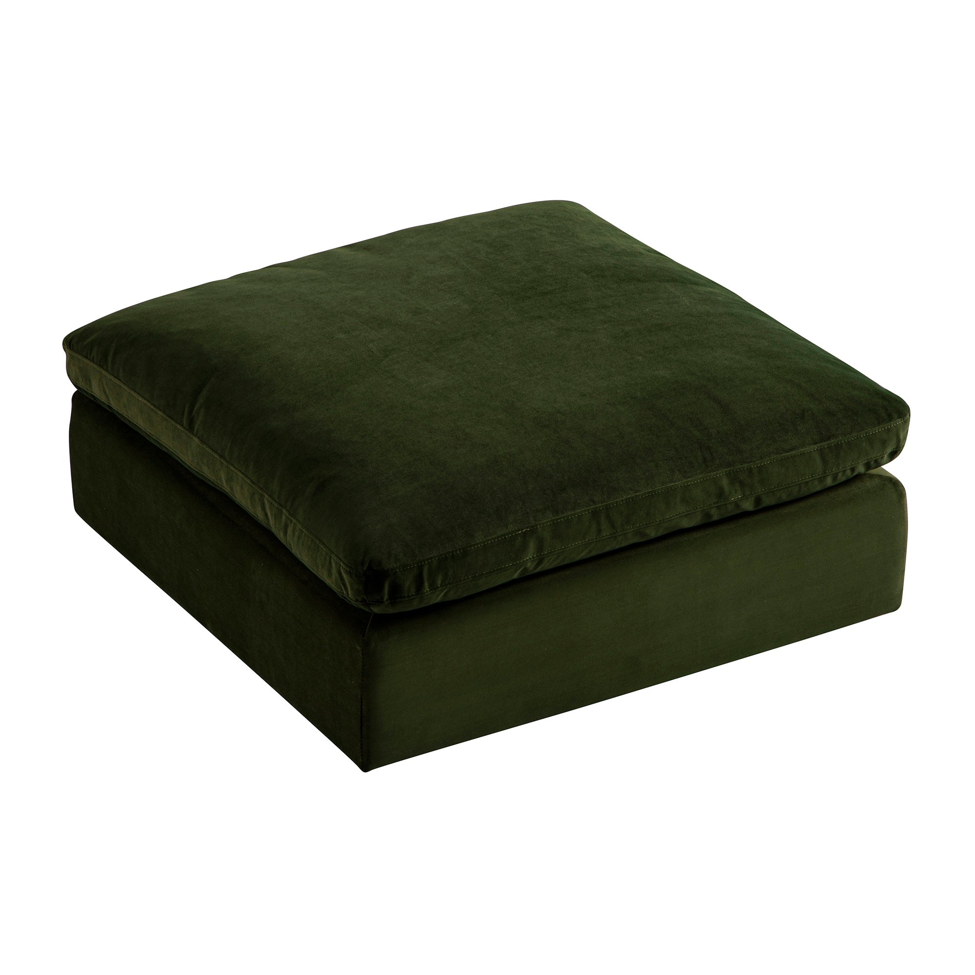 Lutyens Moss Green Velvet Sectional Sofa, Stool