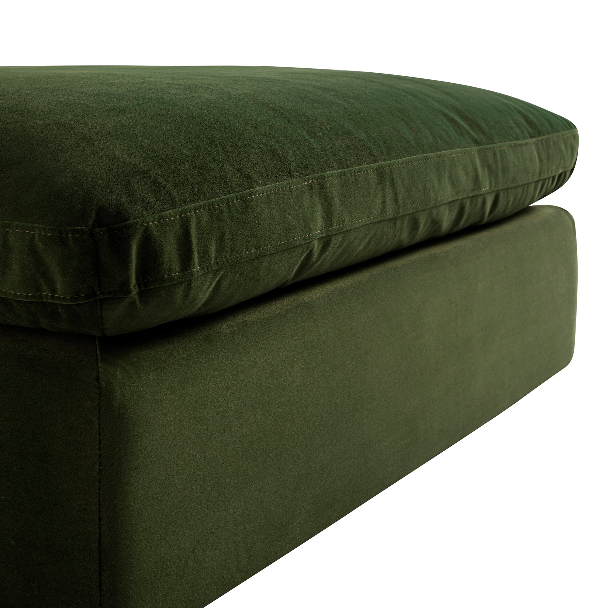 Lutyens Moss Green Velvet Sectional Sofa, Stool