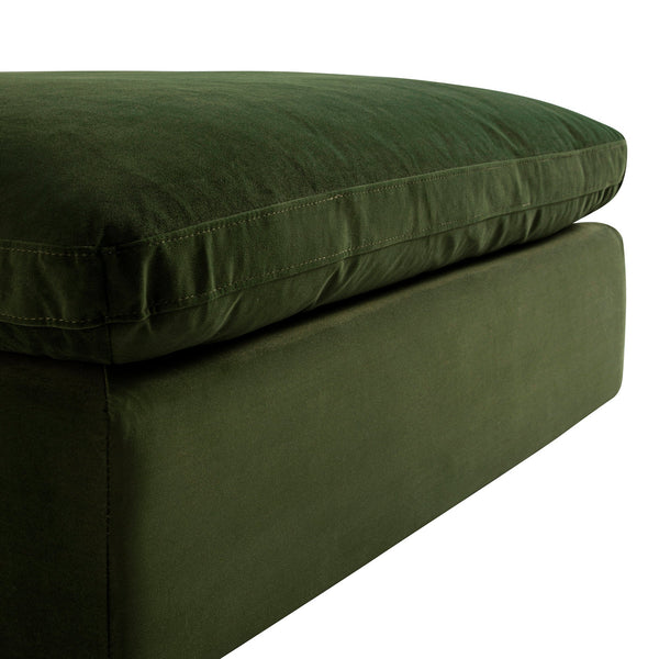 Lutyens Moss Green Velvet Sectional Sofa, Stool