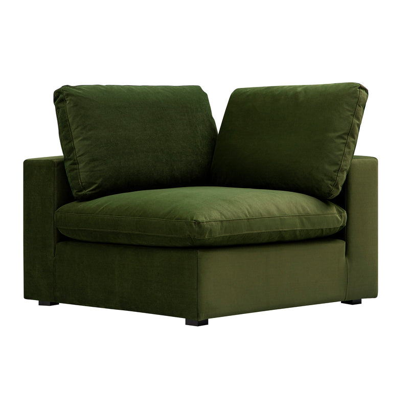Lutyens Moss Green Velvet Sectional Sofa, Corner Unit