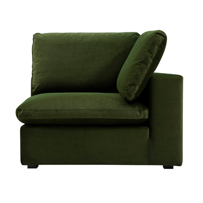 Lutyens Moss Green Velvet Sectional Sofa, Corner Unit